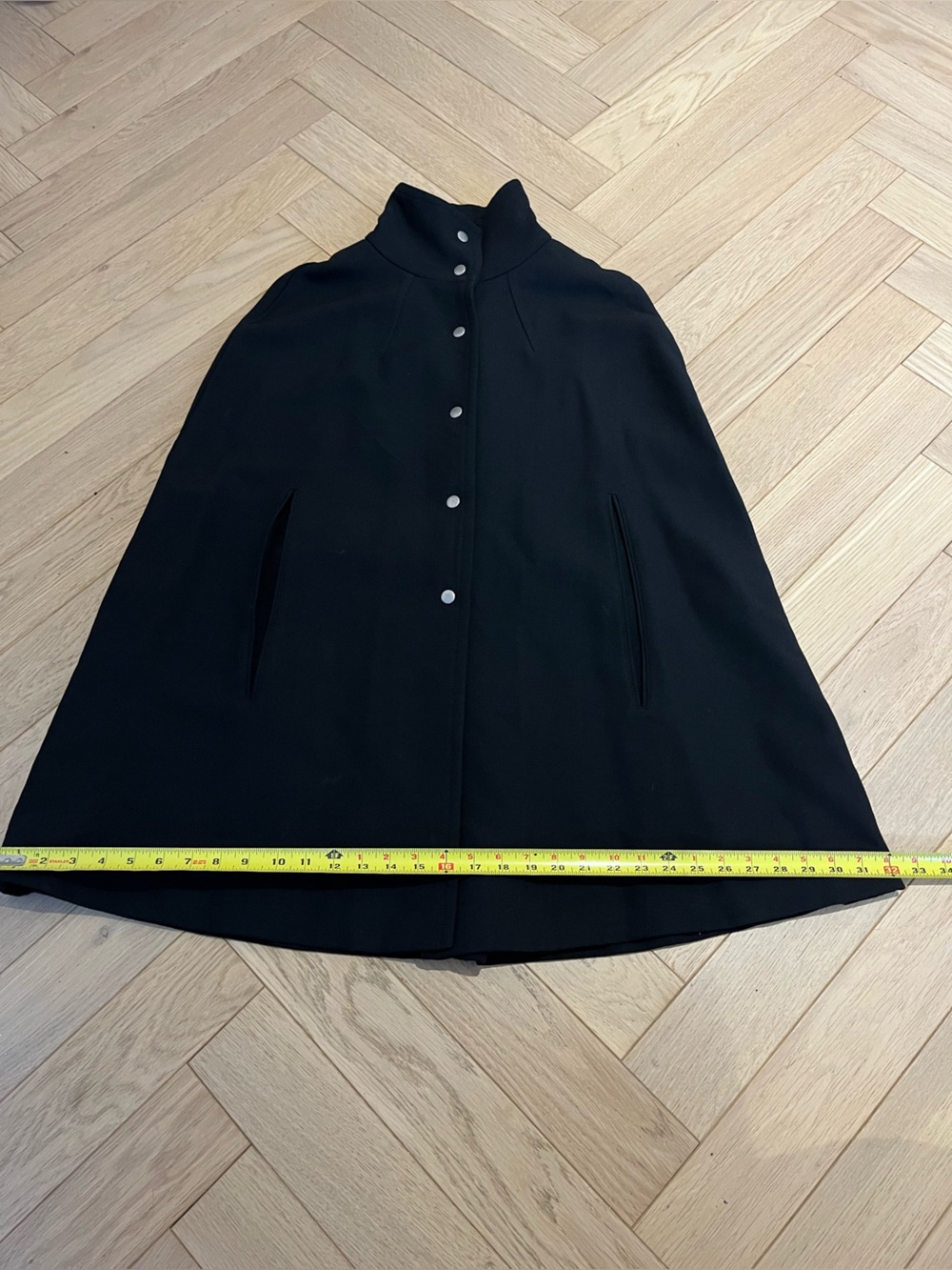 DKNY Black 100% wool Button-Front Cape Jacket